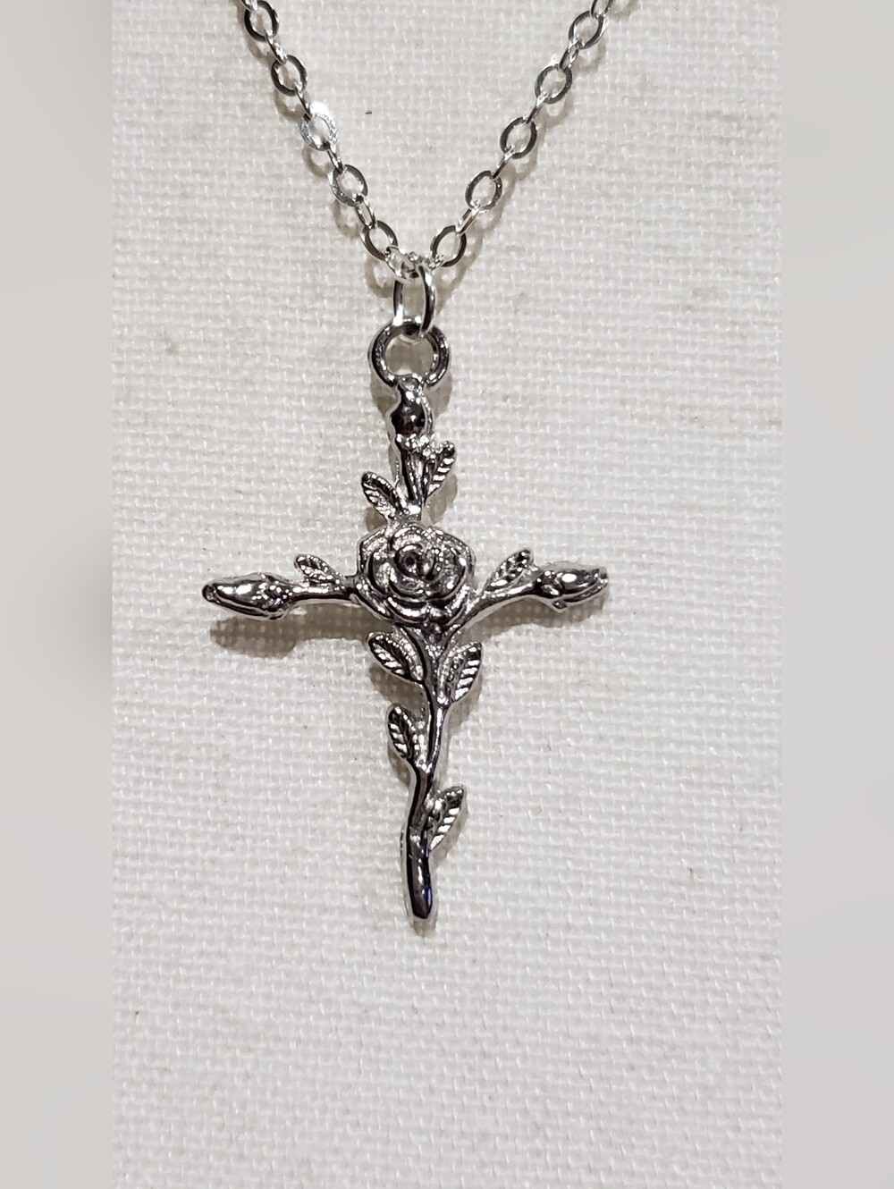 Rose Cross Pendant Necklace
